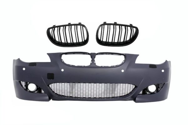 Støtfanger foran egnet for BMW 5-serie E60 E61 (2003-2007) M5 Design med sentralgitter Double Stripe Piano Black