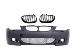 Støtfanger foran egnet for BMW 5 Series E60 (2003-2010) M5 Design med sentralgitter Double Stripe Piano Black