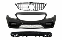 Støtfanger foran egnet for Mercedes C-Klasse W205 S205 (2014-2018) Sentralgitter med bakre diffuser og eksospottespisser C63 Design
