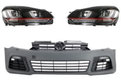 Støtfanger foran egnet for VW Golf VI 6 (2008-2013) R20 Look med frontlykter 3D LED DRL U-Design LED Flytende Turning Light Red Stripe GTI