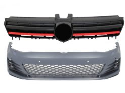 Støtfanger foran egnet for VW Golf VII 7 5G (2013-2017) med sentralgitter rød GTI Design