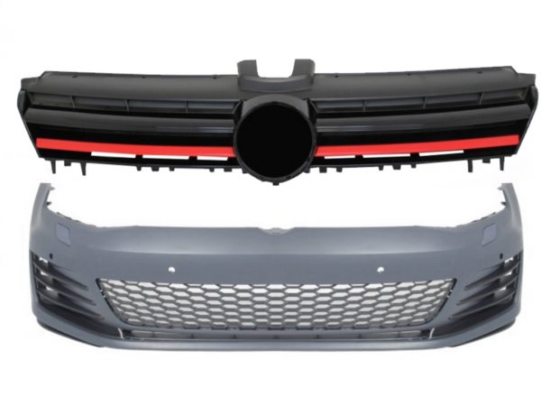 Støtfanger foran egnet for VW Golf VII 7 5G (2013-2017) med sentralgitter rød GTI Design |