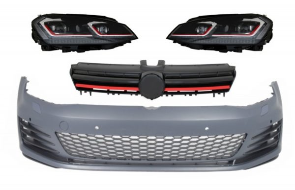 Støtfanger - VW Golf VII 7 5G (2013-2017) GTI Look med LED-frontlykter Sekvensielle dynamiske svinglys og grill |