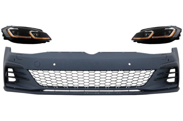Støtfanger foran egnet for VW Golf VII 7.5 (2017-Up) og LED-frontlykter Bi-Xenon Sequential Dynamic Turning Lights GTI Look |