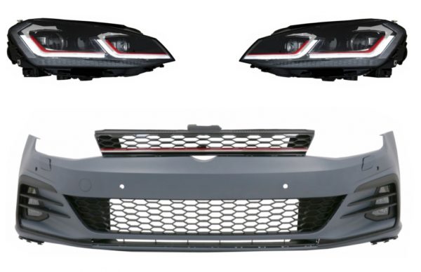 Støtfanger foran egnet for VW Golf VII 7 (2013-2017) med LED-frontlys Sequential Dynamic Turning Lights 7.5 GTI Design |