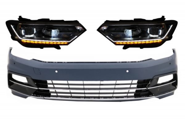 Støtfanger foran egnet for VW Passat B8 3G (2015-2018) R-Line med frontlys LED-matrise med sekvensielle dynamiske svinglys |