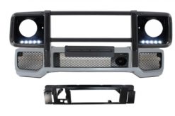 Frontfanger med kufanger svarte Hovedlyktdeksler LED DRL - Mercedes W463 G-klasse 89+ G65 A-Design