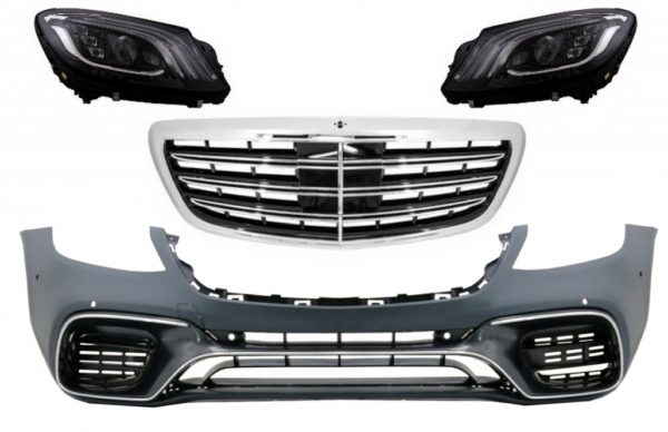 Støtfanger foran med sentralgitter og frontlykter Full LED egnet for Mercedes S-klasse W222 (2013-06.2017) S63 Design |