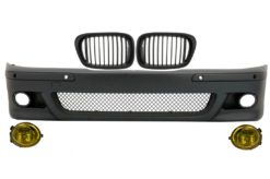Støtfanger foran med sentralgitter Nyre Matt svart og tåkelys Gul egnet for BMW 5-serie E39 1995-2003 M5 Design
