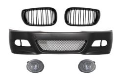 Frontstøtfanger med sentrale nyregitter dobbel stripe egnet for BMW E46 (1998-2004) og tåkelys M3 Look