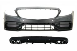 Støtfanger foran med diffusor og eksospottespisser som passer for Mercedes C-klasse W205 Sedan S205 stasjonsvogn AMG Sport Line (2014-2020) C63 Design