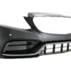 Frontstøtfanger med diffuser og sølvspisser som passer for Mercedes C-klasse W205 S205 AMG Sport Line (2014-2020) C63S Design |