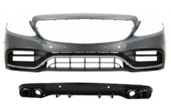 Støtfanger foran med diffusor dobbelt uttak og eksosspisser som passer for Mercedes C-klasse A205 Cabriolet C205 Coupe (2014-2019) Facelift Design