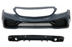 Støtfanger foran med diffusor dobbelt uttak og eksosspisser egnet for Mercedes C-klasse A205 Cabriolet C205 Coupe (2014-2019)