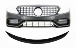 Støtfanger foran med gitter og bagasjeromsskuff Spoiler Piano Svart egnet for Mercedes C-Klasse C205 (2014-2018) C63 GT-R Design