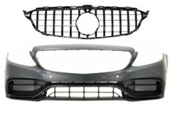 Støtfanger foran med gitter Sort passer for Mercedes C-Klasse W205 S205 A205 C205 (2014-2018) C63 Design