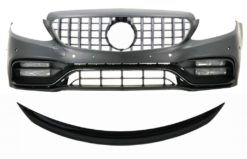 Støtfanger foran med gitter krom og bagasjeroms spoiler Piano Svart egnet for Mercedes C-Klasse C205 (2014-2018) C63 Design
