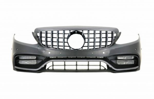 Støtfanger foran med gitter krom uten 360-kamera egnet for Mercedes C-Klasse W205 S205 C205 A205 (2014-2018) GT-R Design |