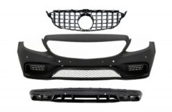 Støtfanger foran med Grille Crom Uten kamera og diffuser egnet for Mercedes C-Klasse W205 S205 (2014-2018) C63 Design