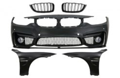 Støtfanger foran med gitter Piano Black og forskjermer egnet for BMW 4-serie F32 Coupe F33 Cabriolet F36 Gran Coupe (2013-02.2017) M4 Design