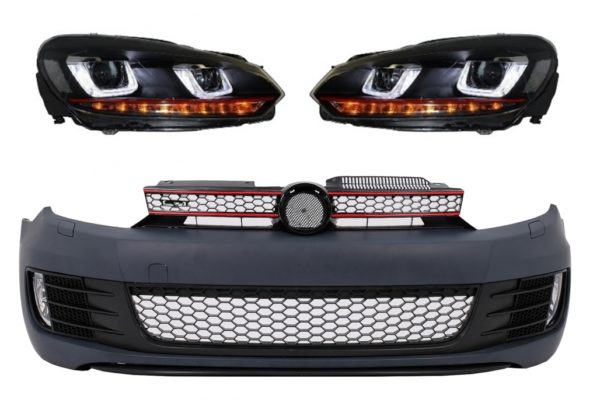 Støtfanger foran med frontlykter LED dynamisk svinglys egnet for VW Golf VI 6 (2008-2013) GTI Look |