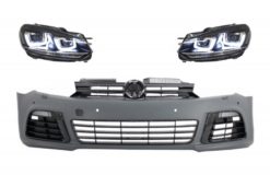 Støtfanger foran med frontlykter LED flytende blinklys krom egnet for VW Golf VI 6 MK6 (2008-2013) R20 Design RHD