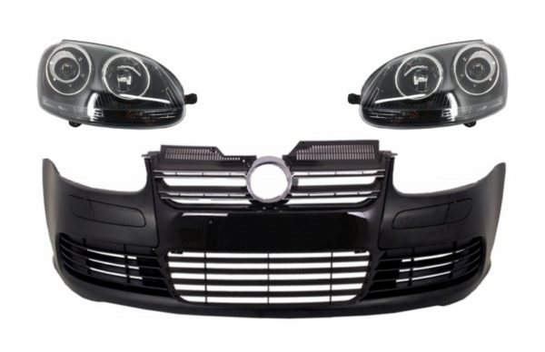 Støtfanger foran med frontlykter egnet for VW Golf V 5 (2003-2007) Jetta (2005-2010) GTI R32 Look Black Edition |