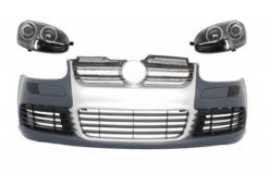 Støtfanger foran med frontlykter egnet for VW Golf V 5 (2003-2007) Jetta (2005-2010) R32-look grille i børstet aluminium