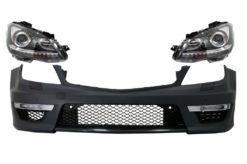 Støtfanger foran med LED DRL-lykter som passer for Mercedes C-klasse W204 (2012-2014) C63 Facelift Bi-Xenon Design