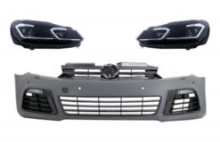 Støtfanger foran med LED-frontlys Flytende dynamiske sekvensielle svinglys egnet for VW Golf VI 6 MK6 (2008-2013) R20 Design med PDC