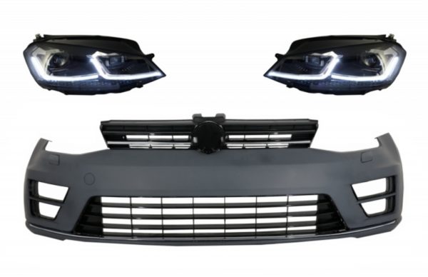 Støtfanger foran med LED-frontlykter Sekvensielle dynamiske svinglys egnet for VW Golf VII 7 (2013-2017) R-Line Look |