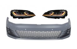 Støtfanger foran med LED-frontlykter Sekvensielle dynamiske svinglys Rød egnet for VW Golf VII 7 5G (2013-2017) Facelift G7.5 GTI Look