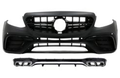 Støtfanger foran med bakre diffuser og eksospottespisser Krom egnet for Mercedes E-klasse W213 (2016-2019) E63 Design Black Edition