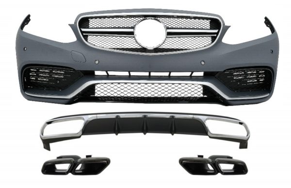 Fremre støtfanger med bakre diffusor og eksospottespisser Svart egnet for Mercedes E-Klasse W212 Facelift (2013-2016) Standard støtfanger |