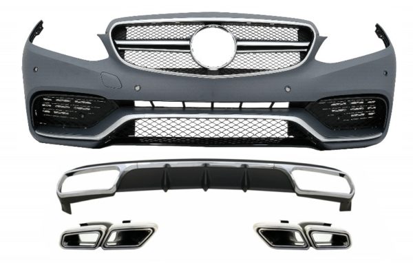 Fremre støtfanger med bakre diffusor og eksospottespisser Krom egnet for Mercedes E-Klasse W212 Facelift (2013-2016) Standard støtfanger |