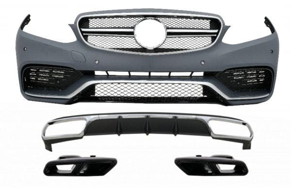 Støtfanger foran med bakre diffuser og eksospottespisser Svart egnet for Mercedes E-Klasse W212 Facelift (2013-2016) E65 Kun design Standard støtfanger |