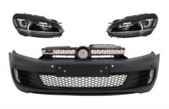 Støtfanger foran med RHD-frontlykter LED DRL Flytende blinklys Krom egnet for VW Golf VI 6 (2008-2013) GTI U Design
