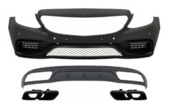 Frontstøtfanger uten rist og diffusor med lyddemperspisser Svart egnet for Mercedes C-klasse W205 S205 (2014-2018) C63 Design
