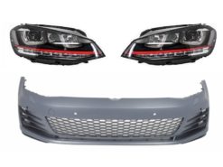Støtfanger foran egnet for VW Golf VII Golf 7 2013-up GTI Look med frontlykter 3D RØD LED DRL Blinklys