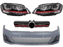 Støtfanger foran egnet for VW Golf VII Golf 7 2013-up GTI Look med frontlykter 3D LED DLR RØD og Grille