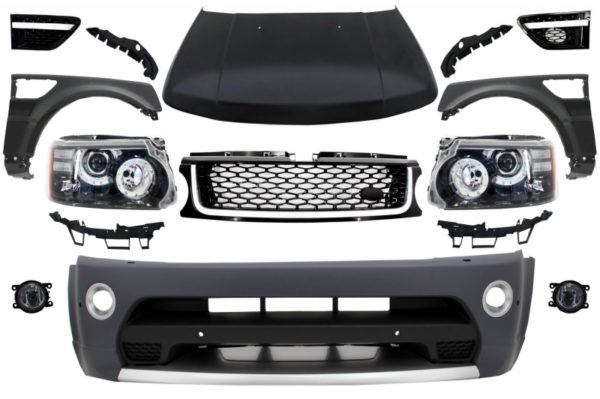 Frontkonvertering egnet for Land Range ROVER Sport L320 (2005-2013) Autobiography Design Støtfanger Frontlykter panser og skjermer