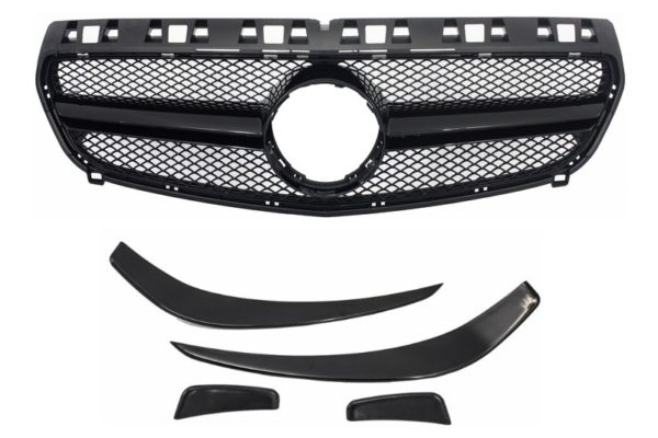 Grill Sort - Mercedes A-Klasse W176 (2012-2015) med Støtfangerfinner Aero A45 Design |