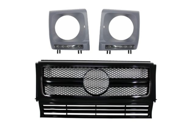 Frontgitter med LED-frontlykter Deksler egnet for Mercedes G-Klasse W463 (1990-2012) Ny G63 G65 Design Svart