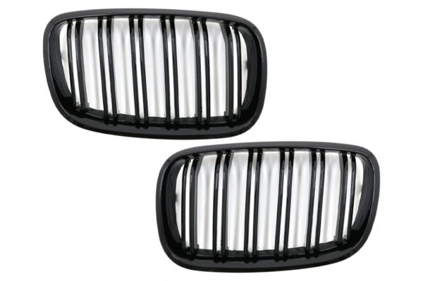 Nyregitter foran egnet for BMW X5 E70 X6 E71 (2007-2014) Double Stripe M Design Piano Black |