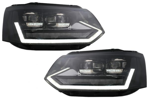 Full LED DRL-frontlykter egnet for VW Transporter Caravelle Multivan T5 Facelift (2010-2015) med dynamisk sekvensielt svinglys