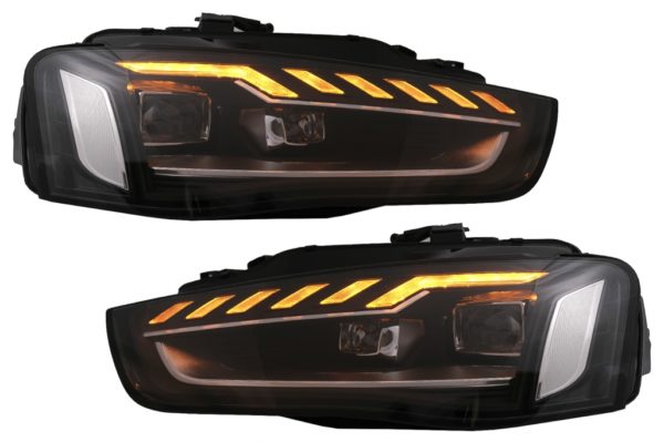 Full LED-frontlykter egnet for Audi A4 B8.5 Facelift (2012-2015) Dynamisk sekvensielt blinklys Svart A4 B9.5 Design