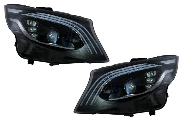 Full LED-frontlykter egnet for Mercedes V-Klasse W447 (2016-2020) Svart