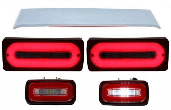 Full LED-baklys lysstang RØD Dynamisk sekvensiell svinglys med tåkelykt og takspoiler egnet for MERCEDES Benz G-klasse W463 (1989-2015)