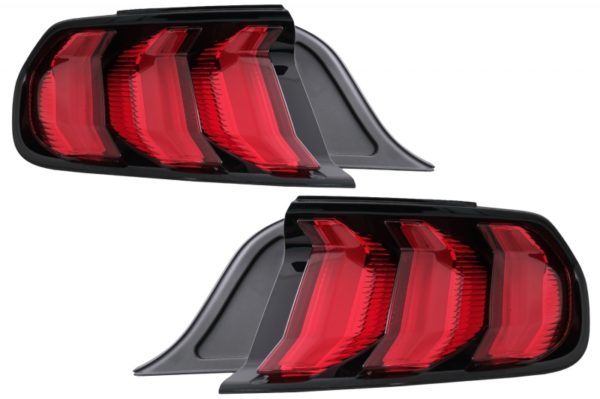 Full LED-baklys egnet for Ford Mustang VI S550 (2015-2019) Rød med dynamiske sekvensielle svinglys |