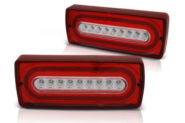 Full LED-baklykter egnet for Mercedes G-klasse W463 (1990-2012) Rød klare med dynamisk blinklys